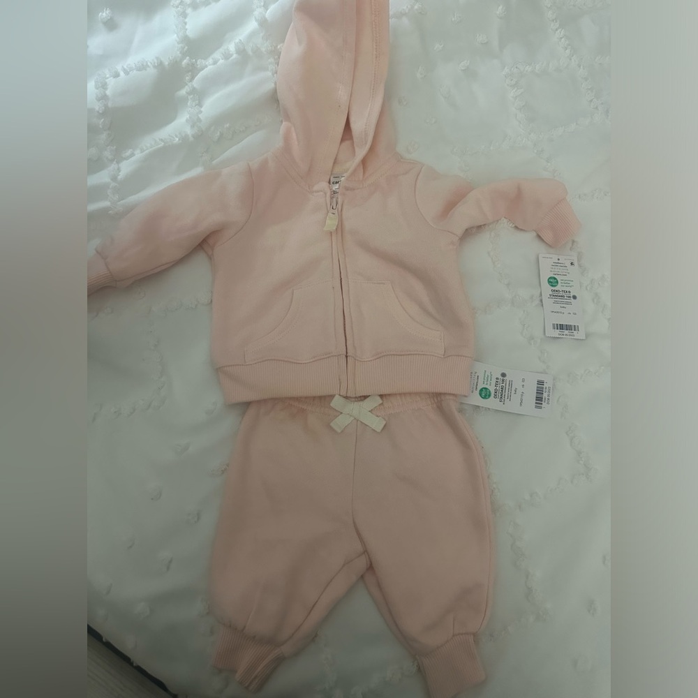 NWT baby girl Pink Baby Hoodie and Pants Set